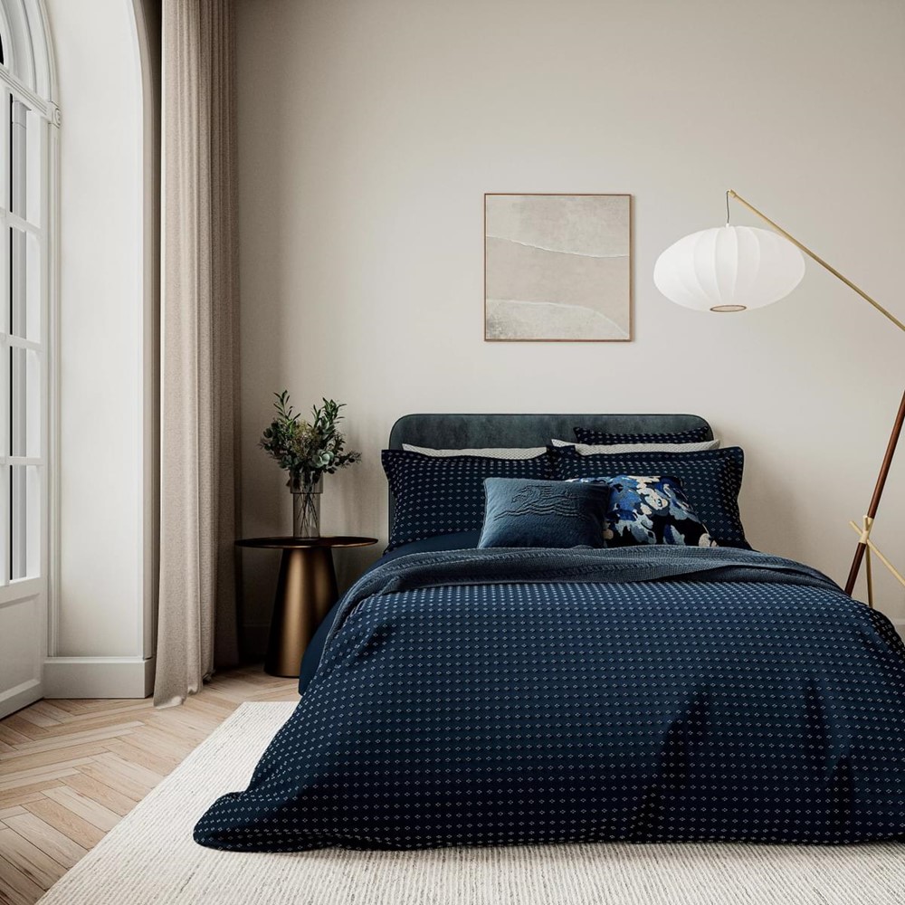 Imara Textured Bedding by Bedeck of Belfast in Navy Blue